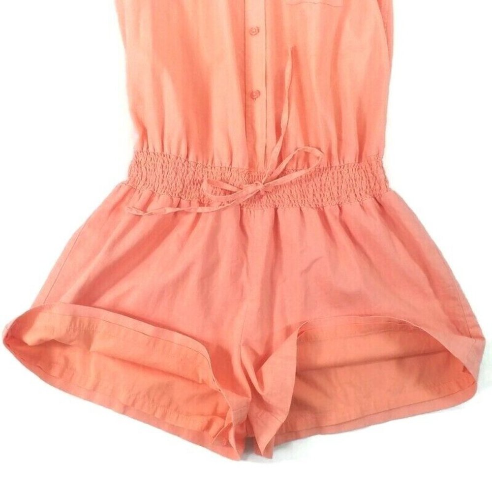 Vintage Victoria’s Secret Orange Flax Blend Romper Womens 8 Button Front - Picture 9 of 13